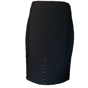 $10$ add on VINTAGE Simon Chang jeans. Black spandex with front chain tie panel.